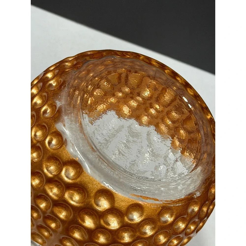 Textured Hobnail Glass Vase Metallic Copper Clear Ombre Decorative Vessel